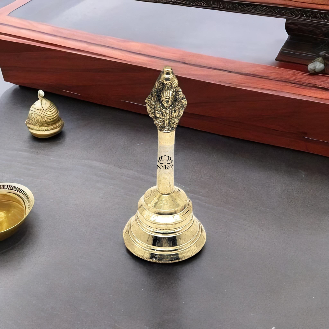 Pure Brass Peetal Ghanti - Garuda Pooja Prayer Bell