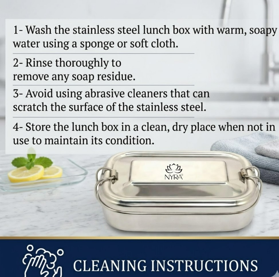 Stainless Steel Lunch Box with Locking Clip | Durable Food Container