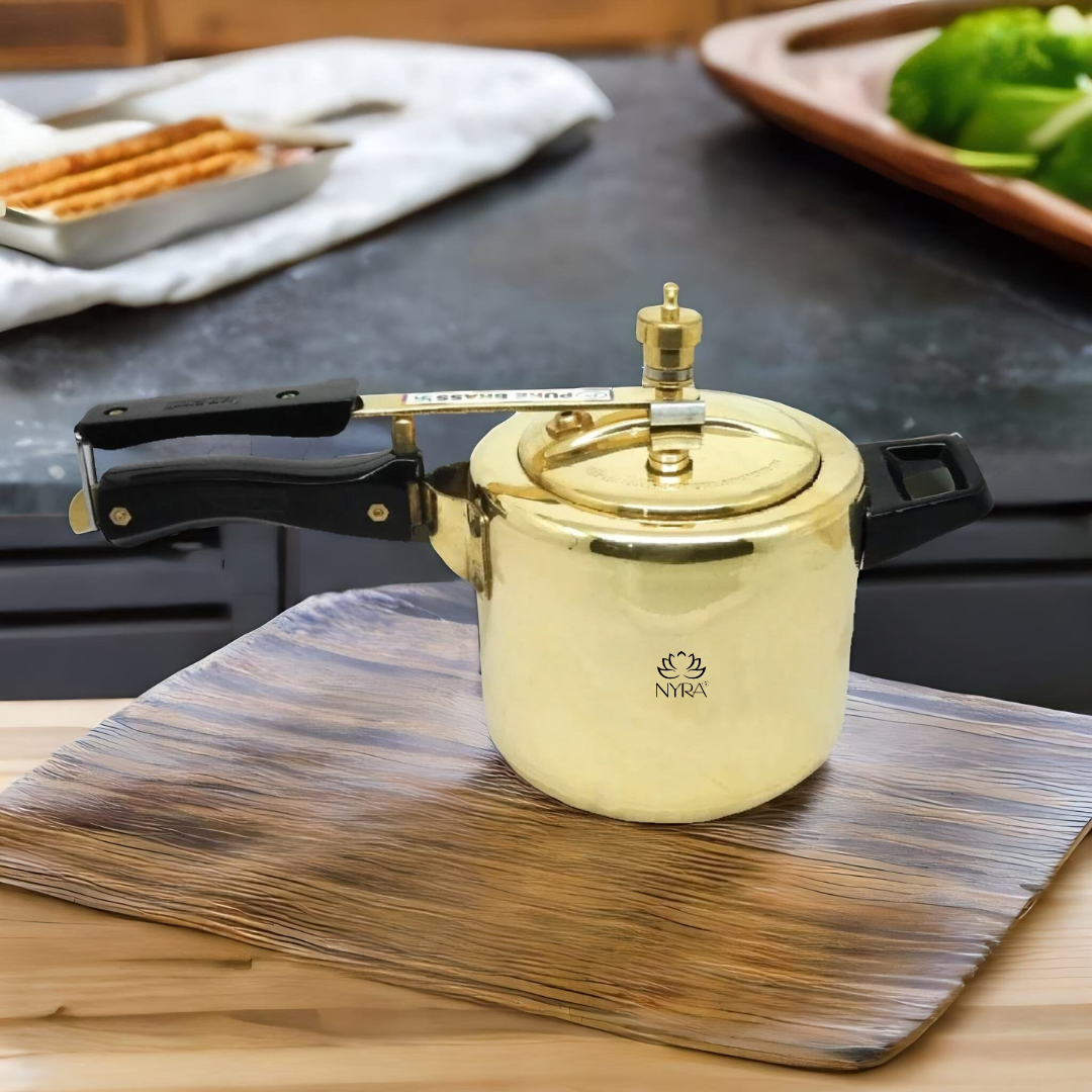 Pure Brass Cooker with Kalai/Tin Coating-Inner Lid Pressure Cooker