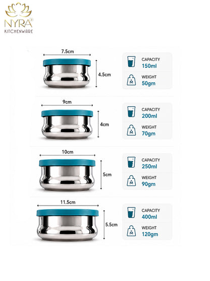 Premium Stainless Steel Food Storage Container - set of 4