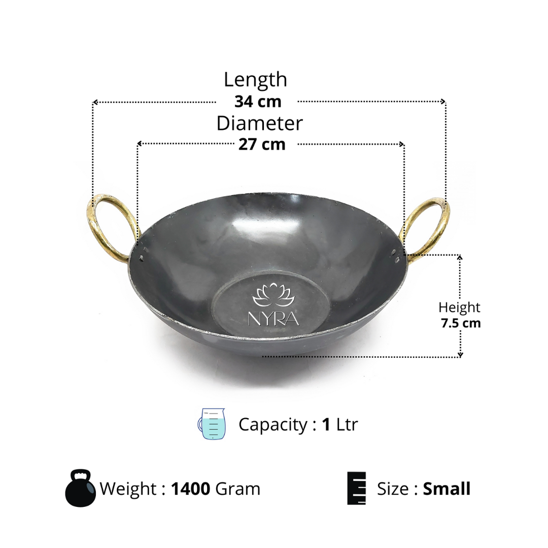 Pure Traditional Black Iron Kadhai | Induction Wok - 3 Sizes