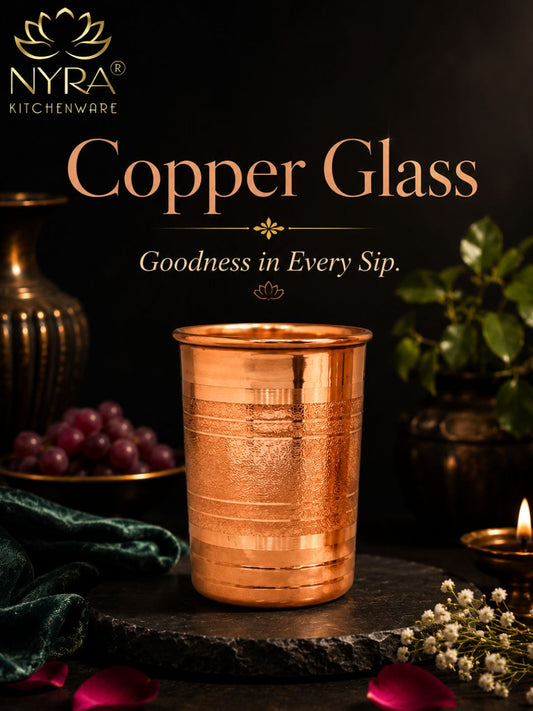 Handmade Copper Glass/Tumbler - Ayurvedic Health Benefits | Traditional Tamba Drinkware for Daily Use