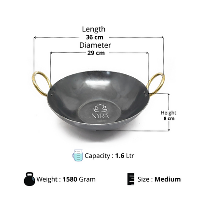 Pure Traditional Black Iron Kadhai | Induction Wok - 3 Sizes