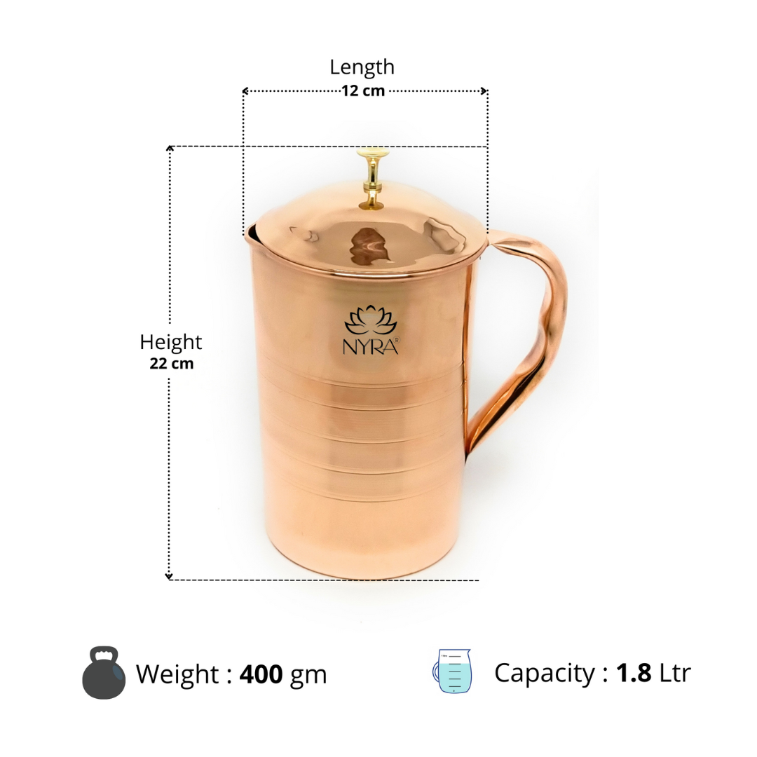 Pure Copper/Tamba Water Jug with Lid