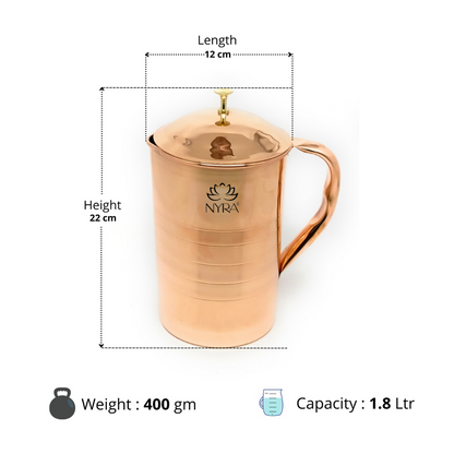 Pure Copper/Tamba Water Jug with Lid