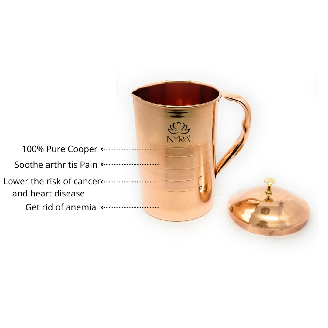 Pure Copper/Tamba Water Jug with Lid