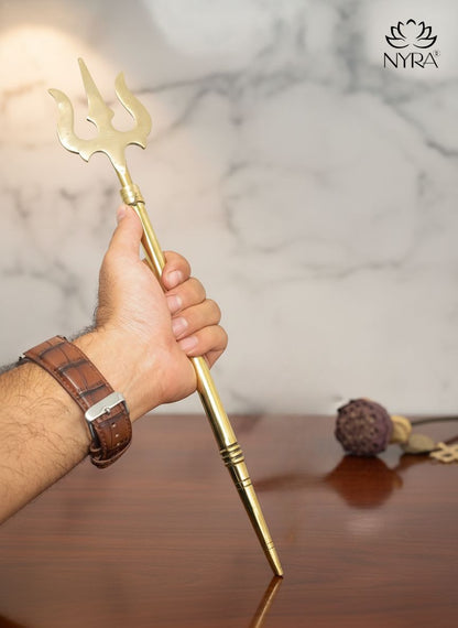 Pure Brass (Peetal) Trishul | Traditional Hindu Religious Symbol | Perfect for Home Temple, Pooja, and Festivals