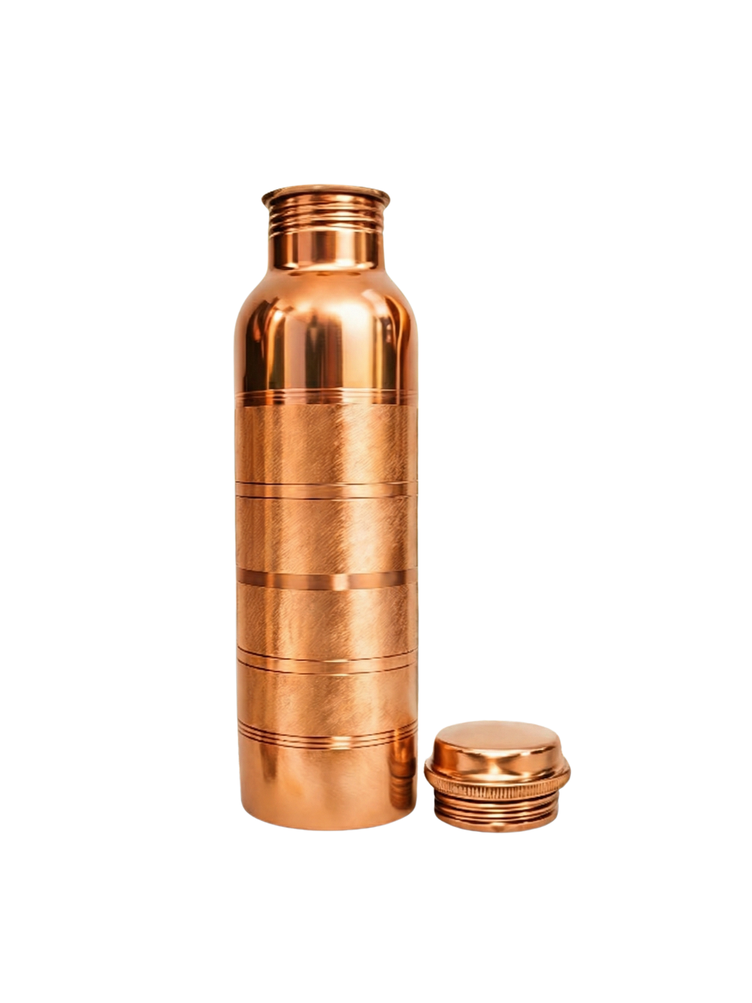 Pure Copper Water Bottle | Leak-Proof with Screw Cap | Glossy Silver-touch Copper Bottle