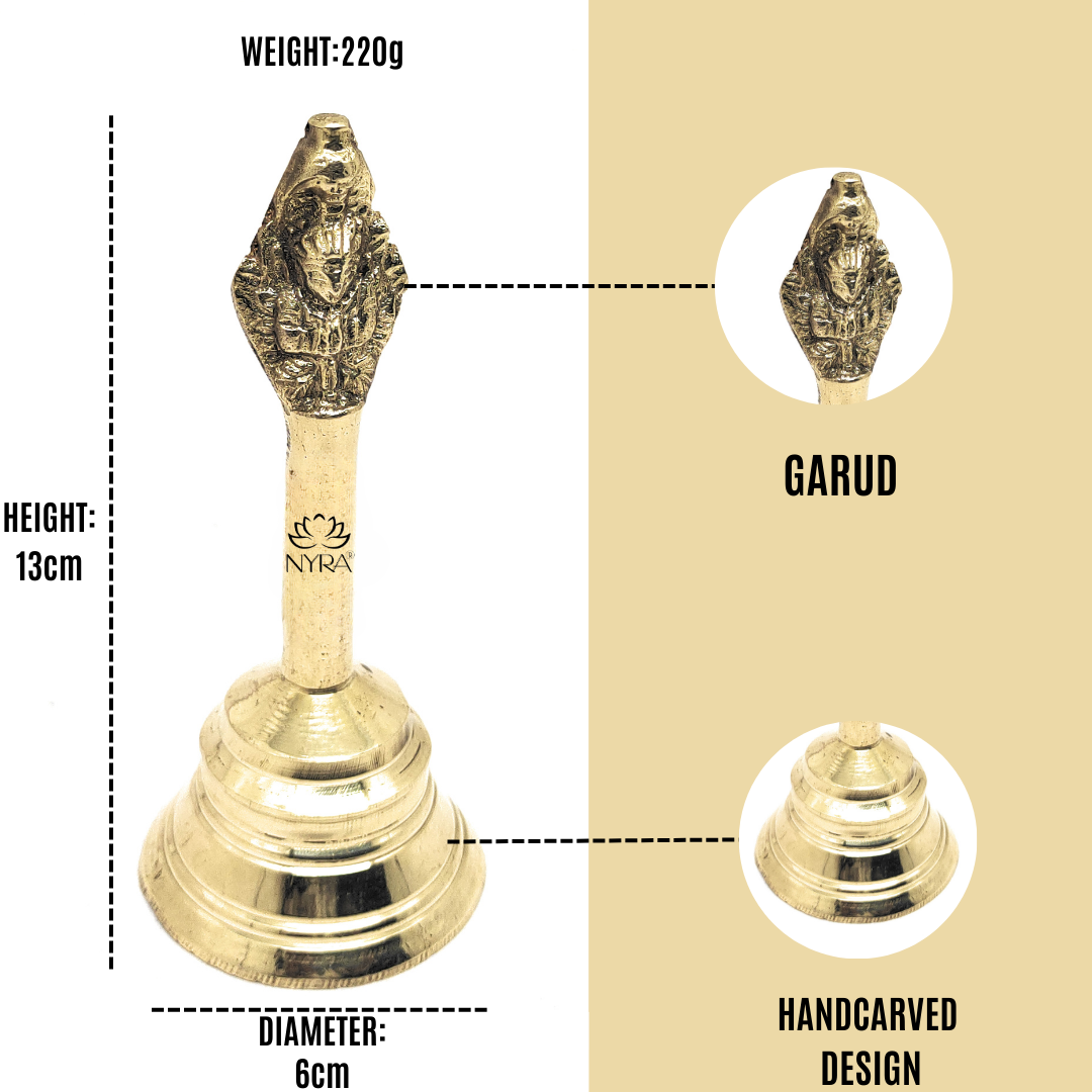 Pure Brass Peetal Ghanti - Garuda Pooja Prayer Bell