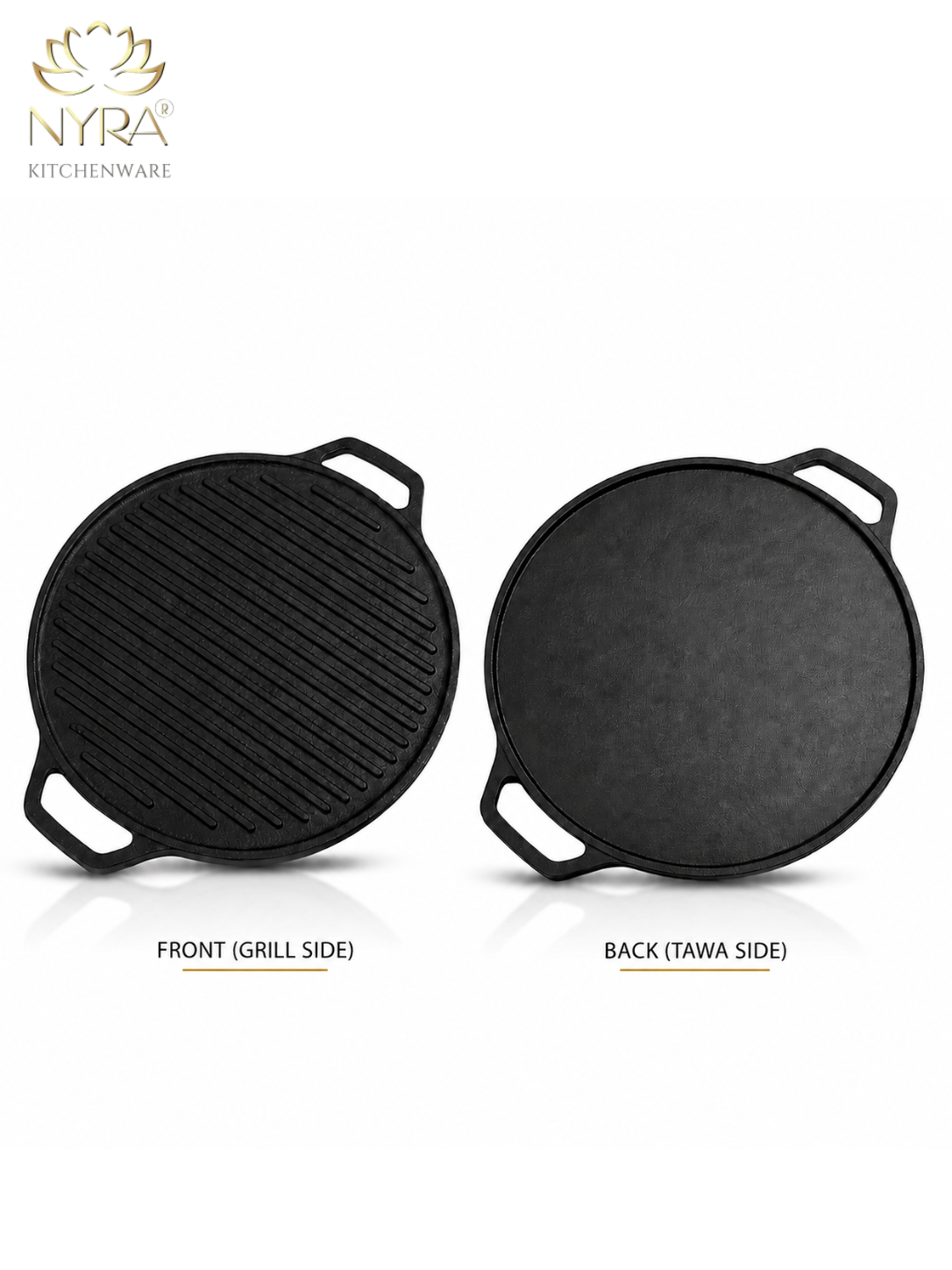2-in-1 Cast Iron Dosa Tawa & Grill | Naturally Non-Stick, Induction & Gas Compatible