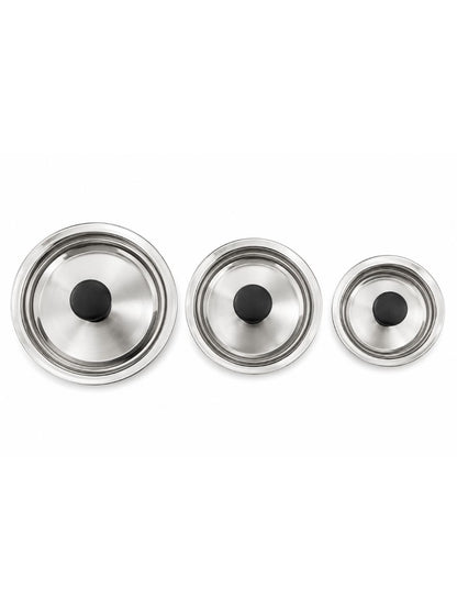 Stainless Steel Pulao Handi with Lid and PVC Knob – Set of 3