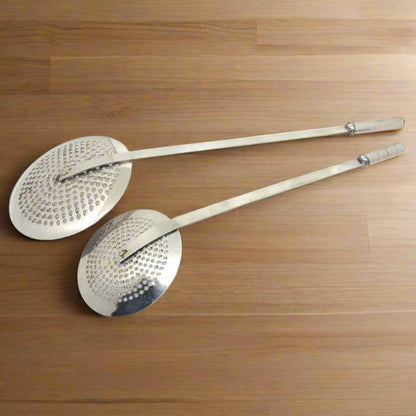 Stainless Steel Jhara/Deep-Frying Skimmer | Perforated Sturdy Ladle - Rust-Free