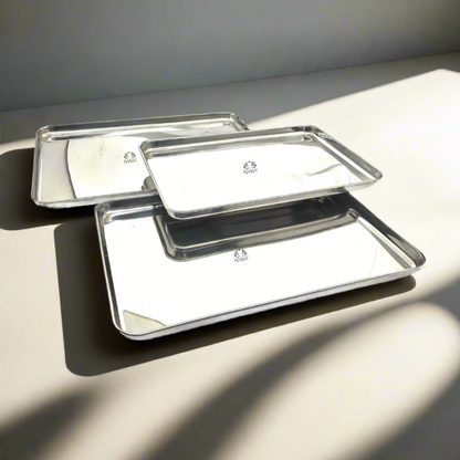 Stainless Steel Glossy-finish Serving Trays - Ideal for Cakes, Pastries, Muffins, Sweets and Snacks