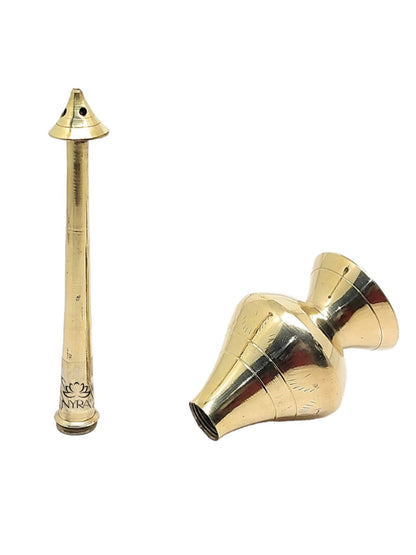 Brass/Peetal Sprinkler Bottle for Ganga Jal, Rose water and Perfume for Traditional Rituals