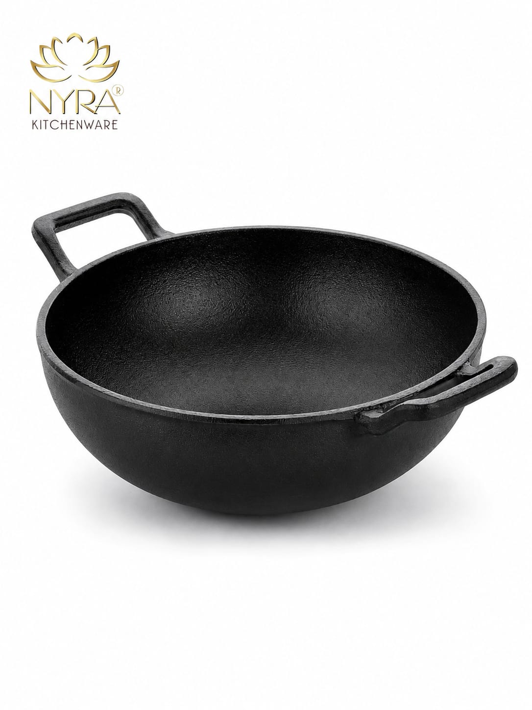 Pre-Seasoned Cast Iron Wok/Kadhai | Pure, Toxin-Free & Naturally Non-Stick