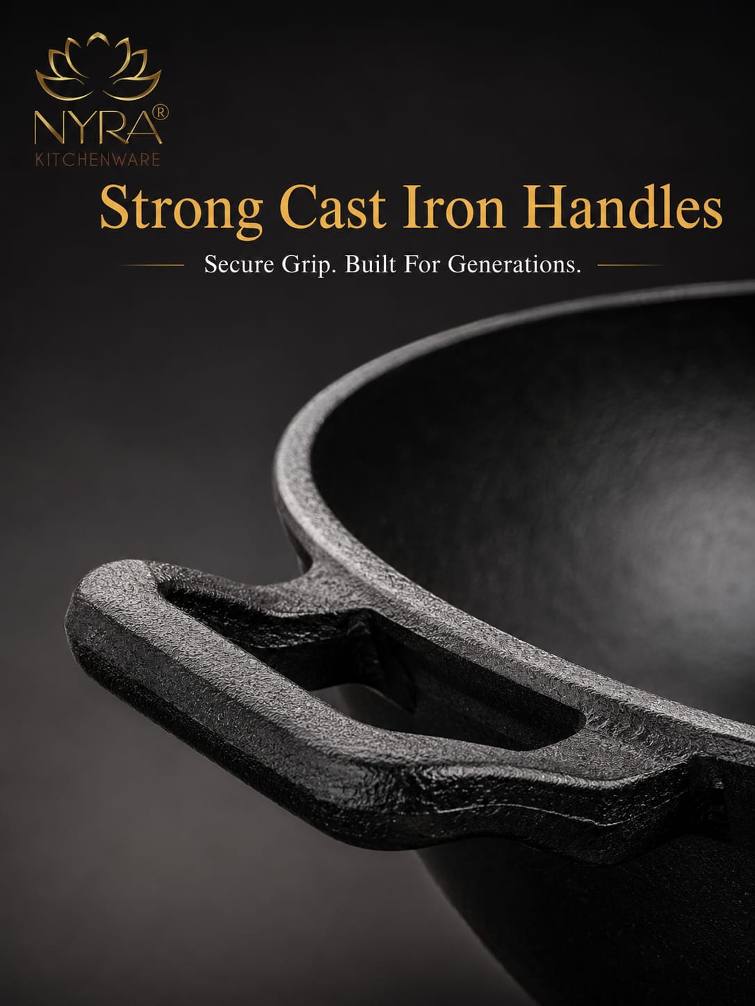 Pre-Seasoned Cast Iron Wok/Kadhai | Pure, Toxin-Free & Naturally Non-Stick