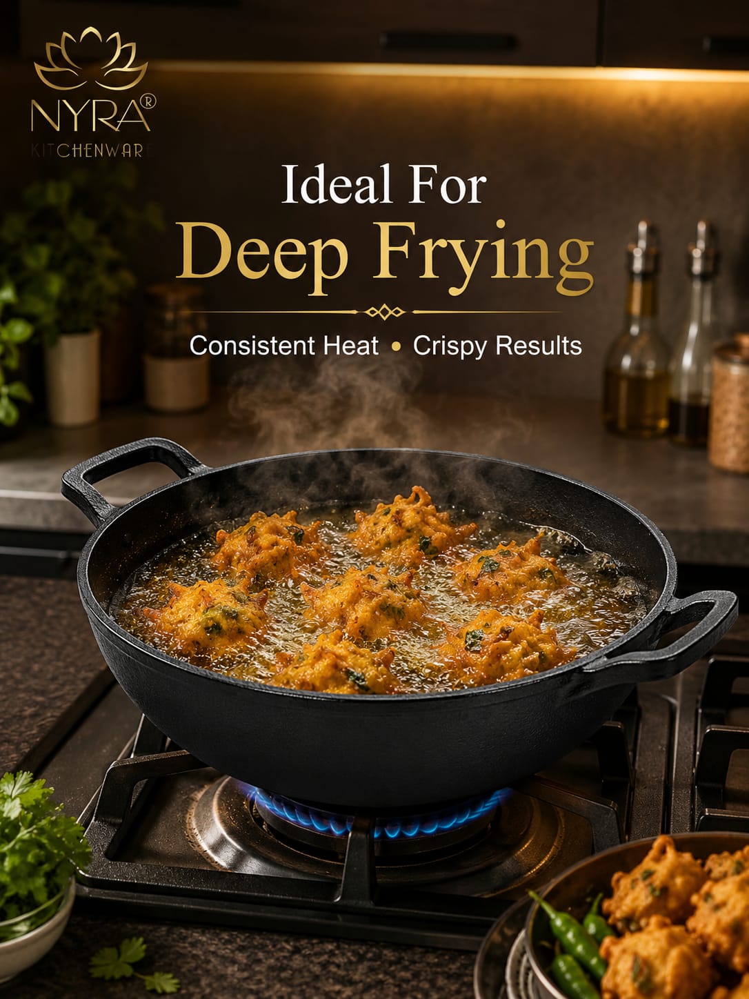 Pre-Seasoned Cast Iron Wok/Kadhai | Pure, Toxin-Free & Naturally Non-Stick