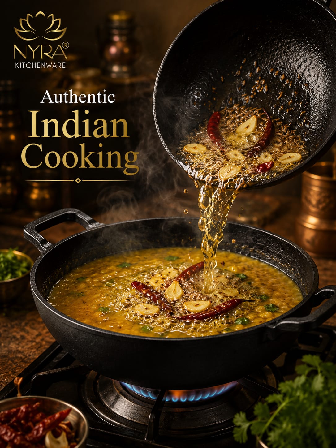 Pre-Seasoned Cast Iron Wok/Kadhai | Pure, Toxin-Free & Naturally Non-Stick