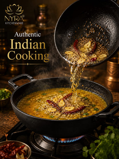 Pre-Seasoned Cast Iron Wok/Kadhai | Pure, Toxin-Free & Naturally Non-Stick