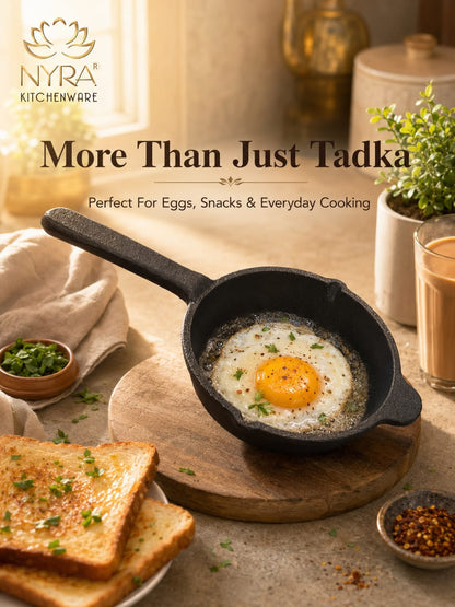 Cast Iron Tadka Pan | Pre-Seasoned, No Chemical Coating (Gas & Induction)
