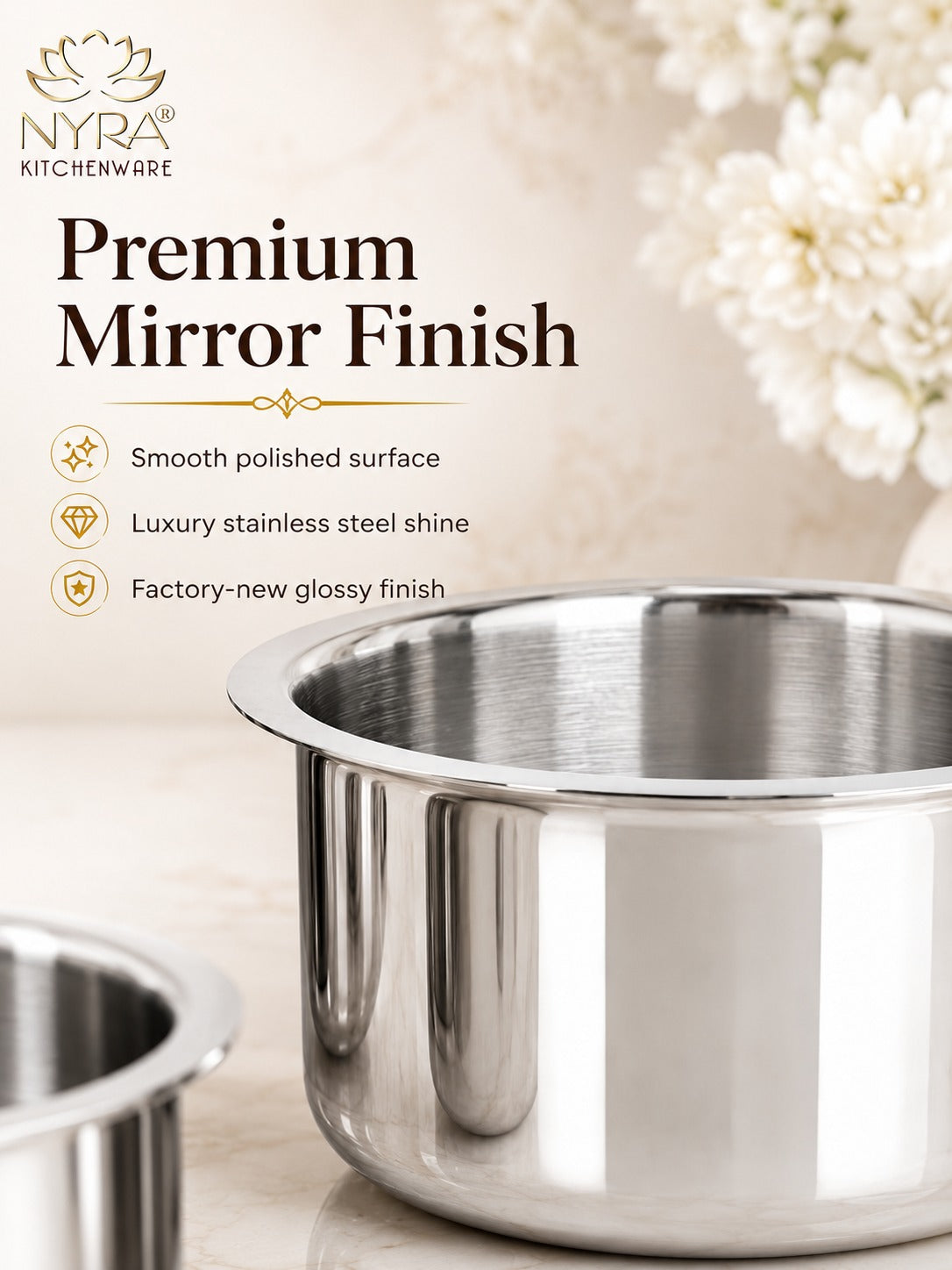 Triply Stainless Steel Bhagona | Heavy Gauge Food Grade Tri-Ply Cooking Pot | Induction & Gas Stove Compatible - Available in 4 Sizes