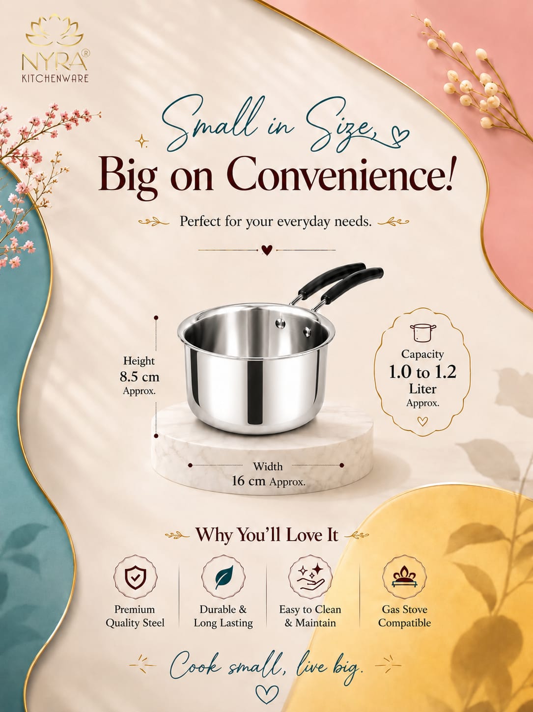 Stainless Steel Triply Saucepan with PVC Handle | Heavy Gauge Food Grade Cookware | Available in 3 Sizes.