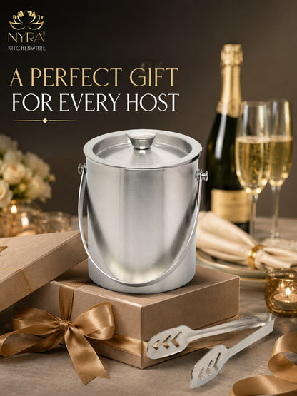 Stainless Steel Ice Bucket - Leak-Proof, Portable & Keeps Ice Colder Longer