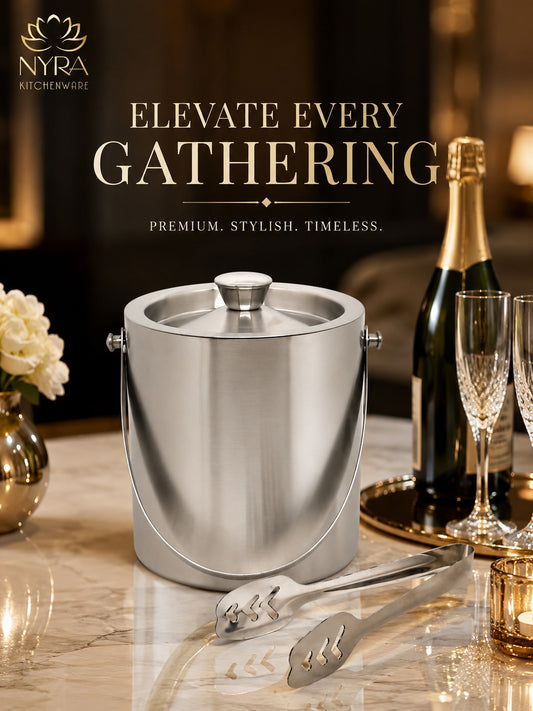 Stainless Steel Ice Bucket - Leak-Proof, Portable & Keeps Ice Colder Longer
