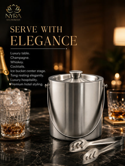 Stainless Steel Ice Bucket - Leak-Proof, Portable & Keeps Ice Colder Longer