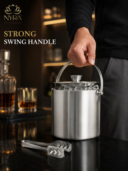 Stainless Steel Ice Bucket - Leak-Proof, Portable & Keeps Ice Colder Longer