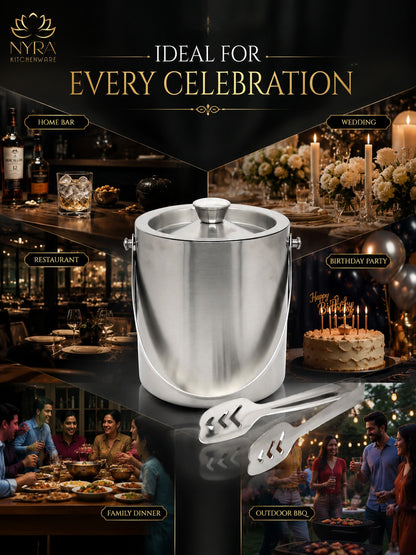 Stainless Steel Ice Bucket - Leak-Proof, Portable & Keeps Ice Colder Longer
