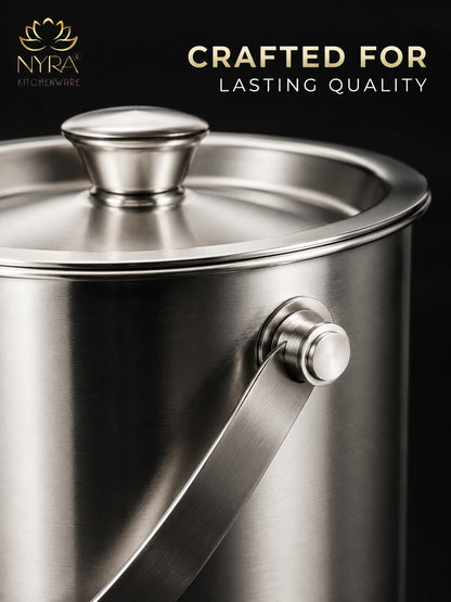 Stainless Steel Ice Bucket - Leak-Proof, Portable & Keeps Ice Colder Longer