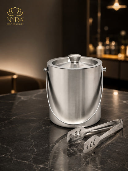Stainless Steel Ice Bucket - Leak-Proof, Portable & Keeps Ice Colder Longer