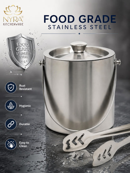 Stainless Steel Ice Bucket - Leak-Proof, Portable & Keeps Ice Colder Longer
