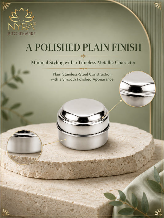 Stainless Steel Plain Kajal Dibbi with Lids, Large size Storage Containers for Kajal, Sindoor, Kumkum, Roli, Chandan, Jewellery Available in Pack of 4, 6 and 12