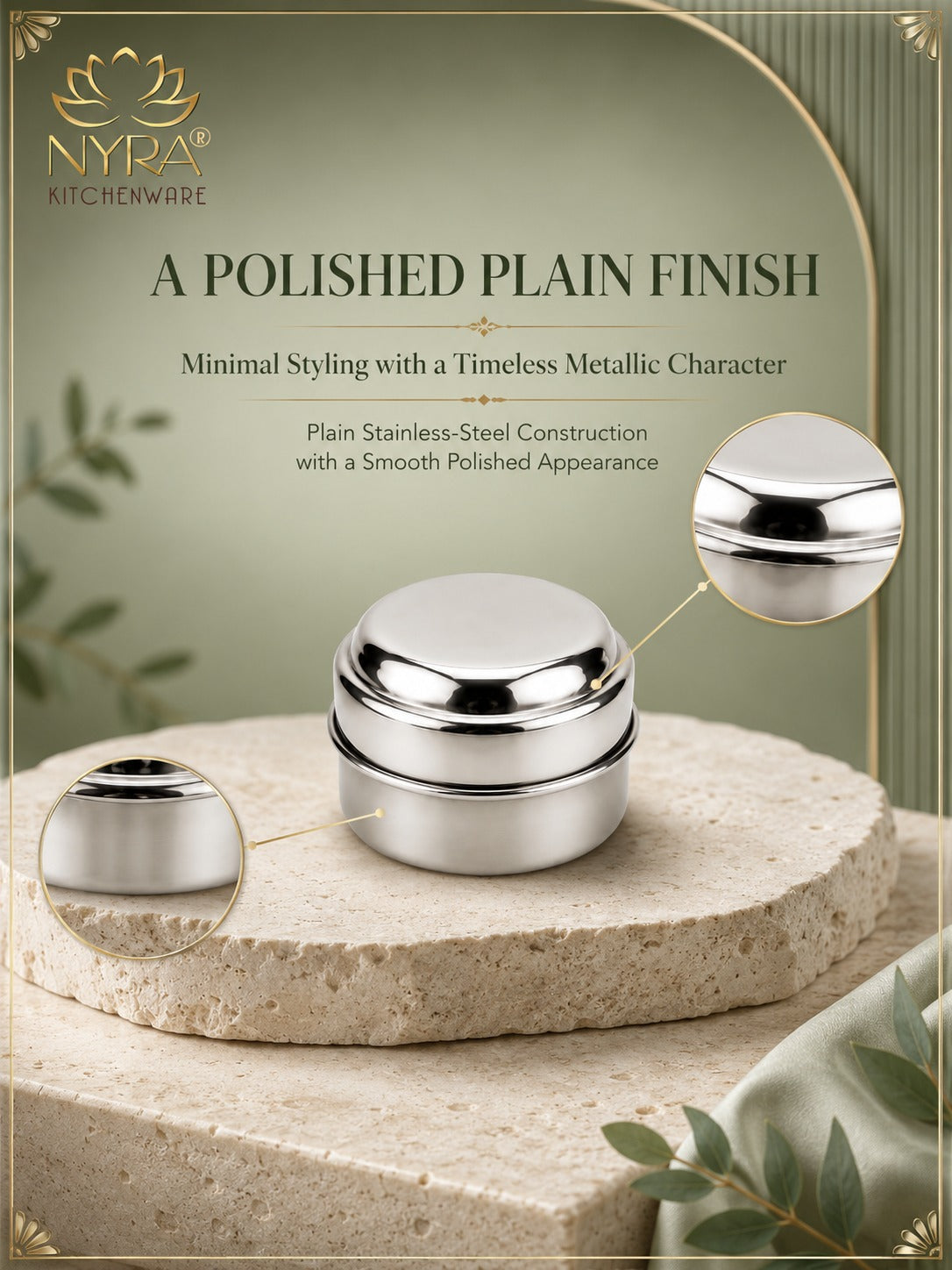 Stainless Steel Plain Kajal Dibbi with Lids (medium-size) Storage Containers for Kajal, Sindoor, Kumkum, Roli, Chandan, Jewellery & Small Essentials