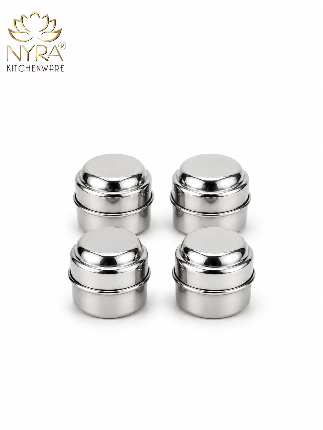 Stainless Steel Plain Kajal Dibbi with Lids (medium-size) Storage Containers for Kajal, Sindoor, Kumkum, Roli, Chandan, Jewellery & Small Essentials