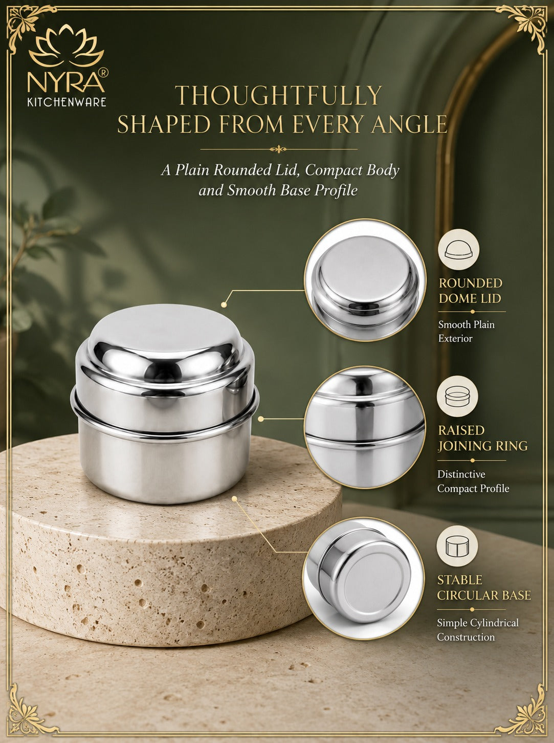 Stainless Steel Plain Kajal Dibbi with Lids, Large size Storage Containers for Kajal, Sindoor, Kumkum, Roli, Chandan, Jewellery Available in Pack of 4, 6 and 12