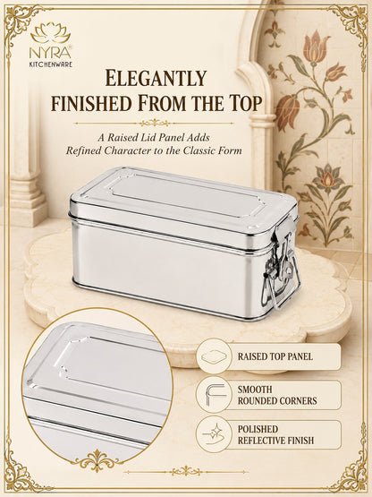 Stainless Steel Jewellery Locker Box Set of 2, Multipurpose Storage Containers for Jewellery, Accessories, Documents & Personal Essentials, Multiple Size Combinations