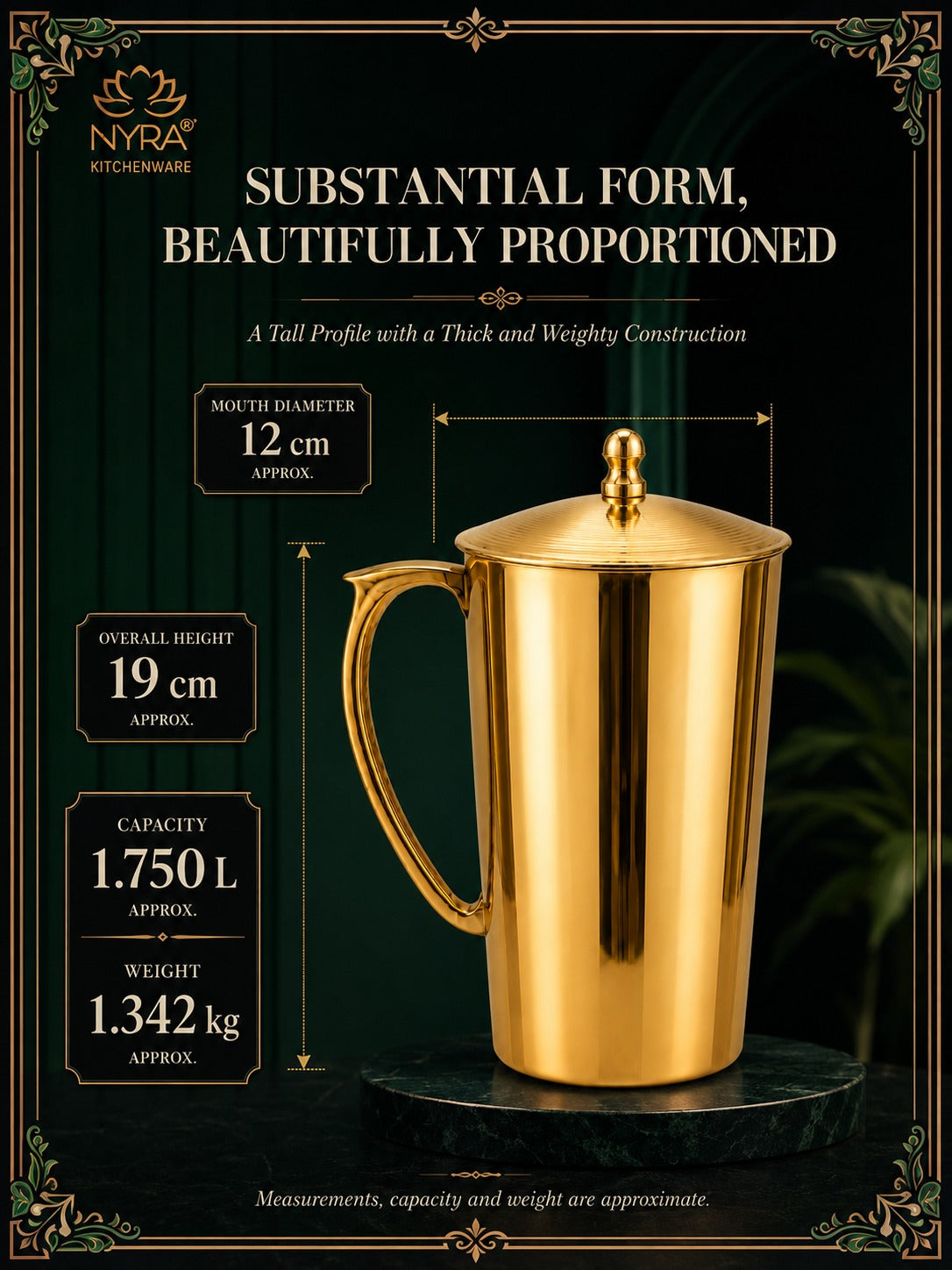 Pure Bronze (Kansa) Water Jug with Lid | Ancient Ayurvedic Health Benefits