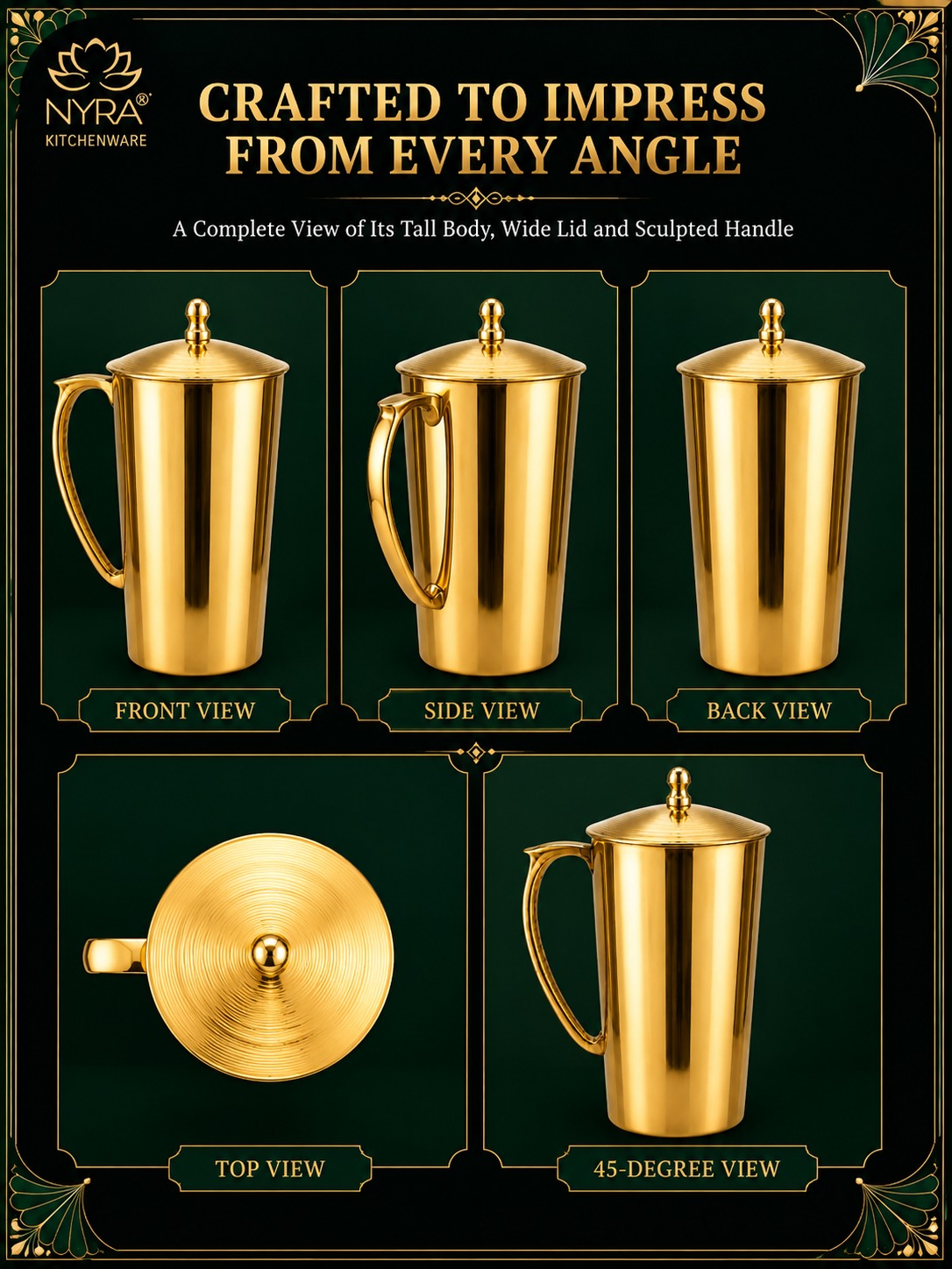 Pure Bronze (Kansa) Water Jug with Lid | Ancient Ayurvedic Health Benefits