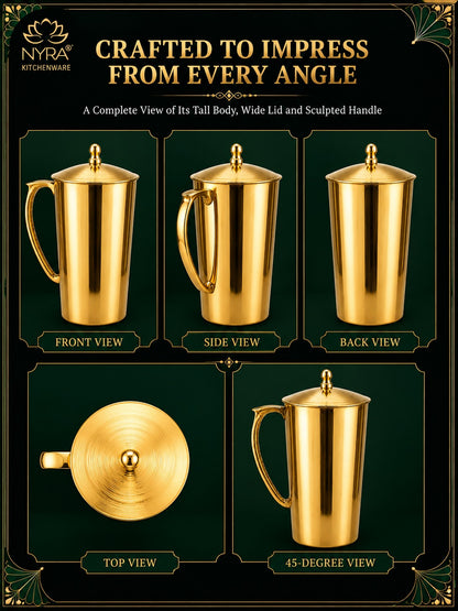 Pure Bronze (Kansa) Water Jug with Lid | Ancient Ayurvedic Health Benefits