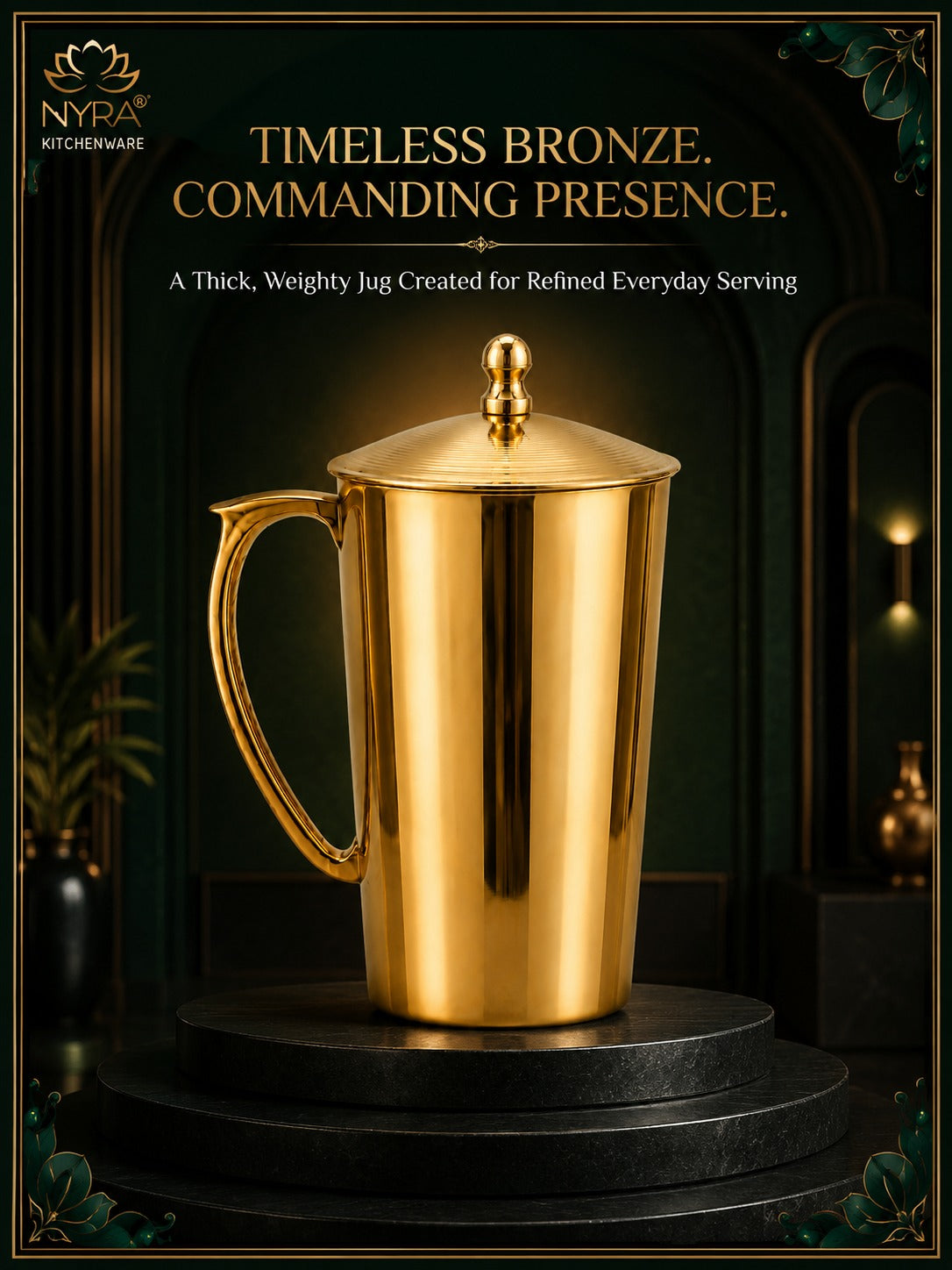 Pure Bronze (Kansa) Water Jug with Lid | Ancient Ayurvedic Health Benefits