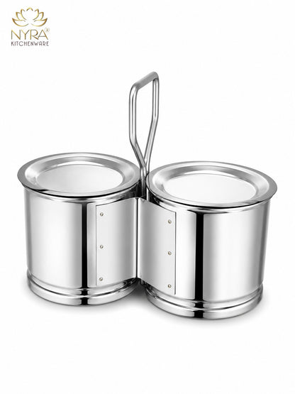 Stainless Steel Vegetable Holder/Chougadha with Lid | Heavy Gauge Food Grade Chaumukha - for serving | Available in 2, 3 & 4 Container Options
