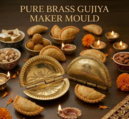 Pure Brass Gujiya / Karjikai Mould | Traditional Sacha Machine for Festive Sweets