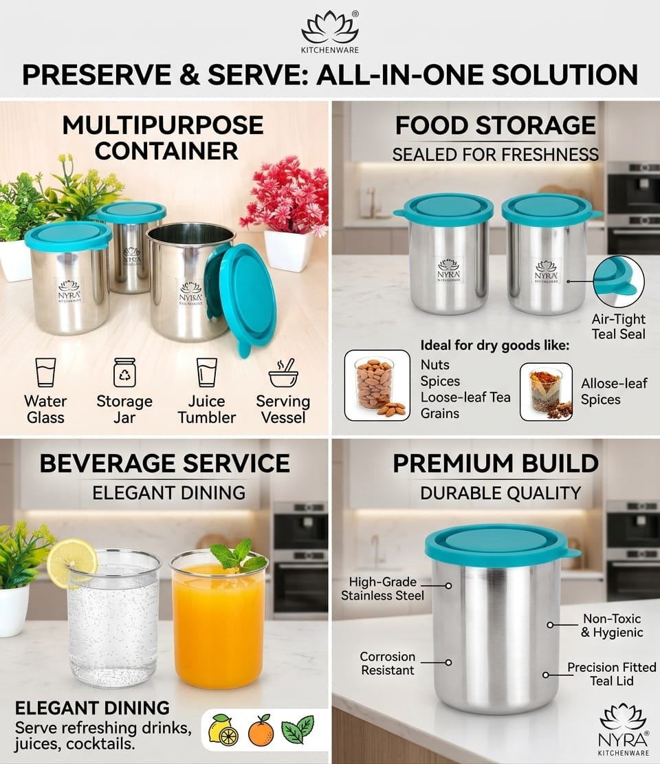 Stainless Steel Leak-Proof Glass with Lid | Durable & Spill-Resistant