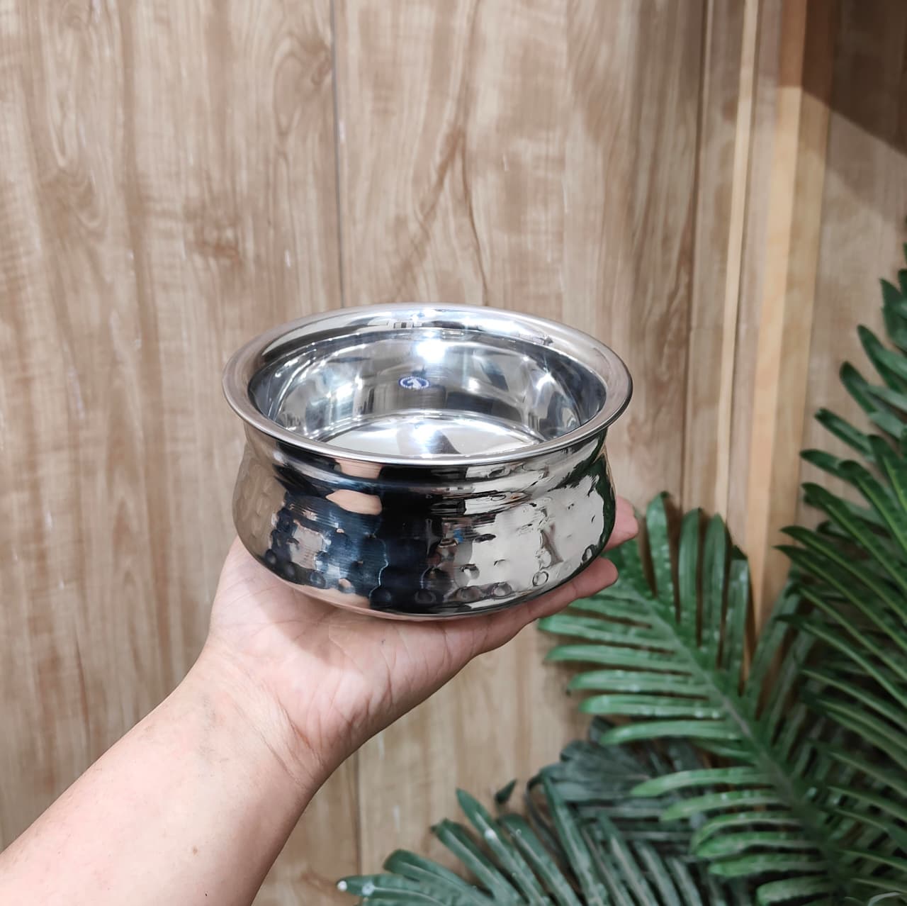 Stainless Steel Hammered Finish Dal Handi - Premium Serveware Set