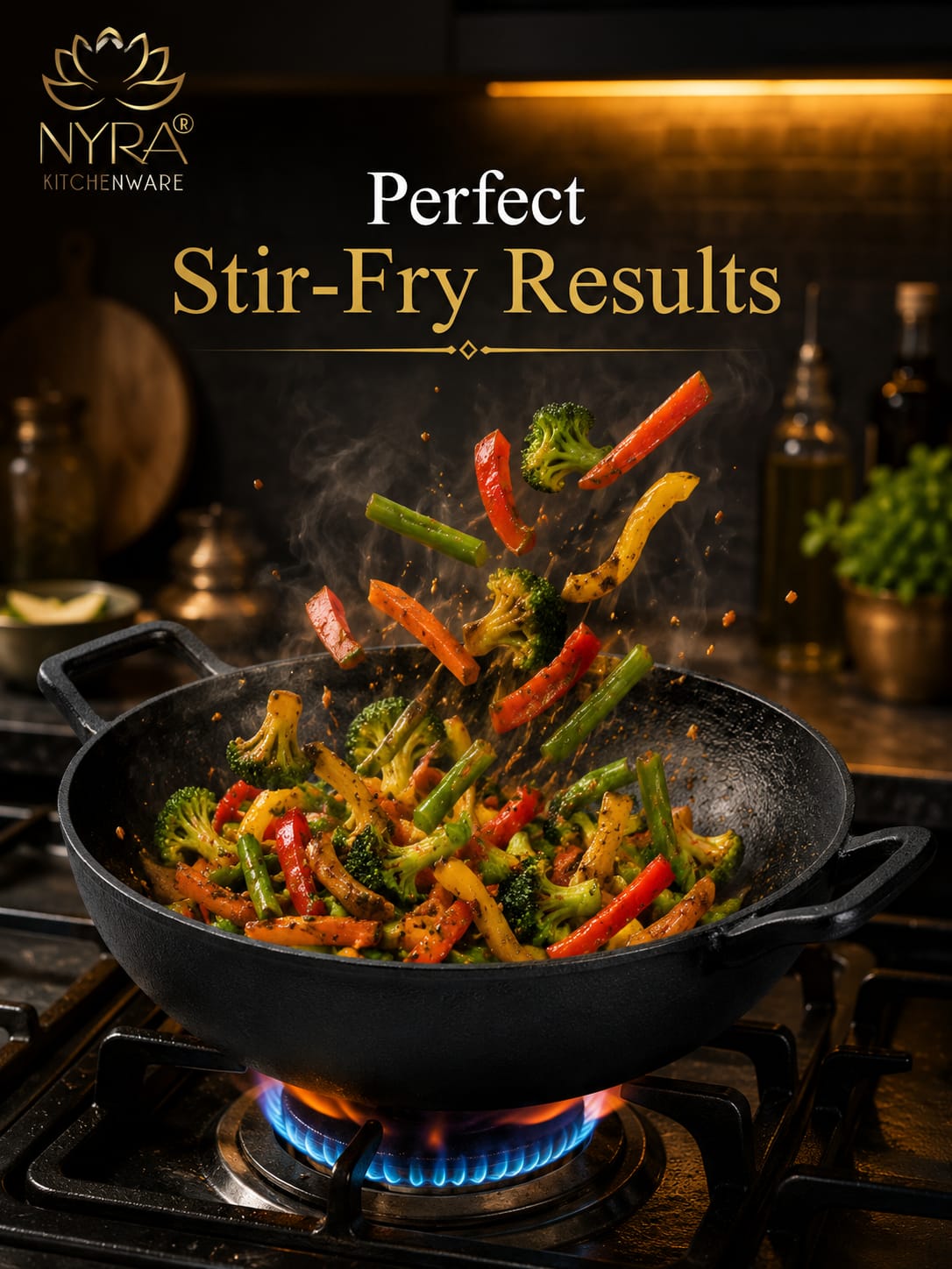 Pre-Seasoned Cast Iron Wok/Kadhai | Pure, Toxin-Free & Naturally Non-Stick