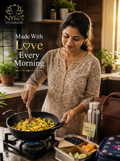 Pre-Seasoned Cast Iron Wok/Kadhai | Pure, Toxin-Free & Naturally Non-Stick