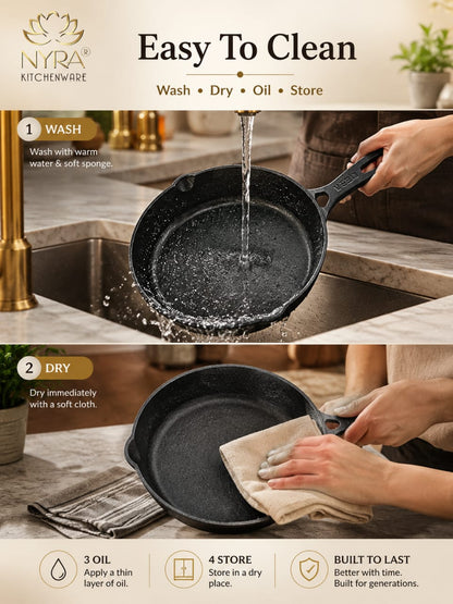 Cast Iron Fry Pan | Naturally Non-Stick Cookware for Healthy Cooking